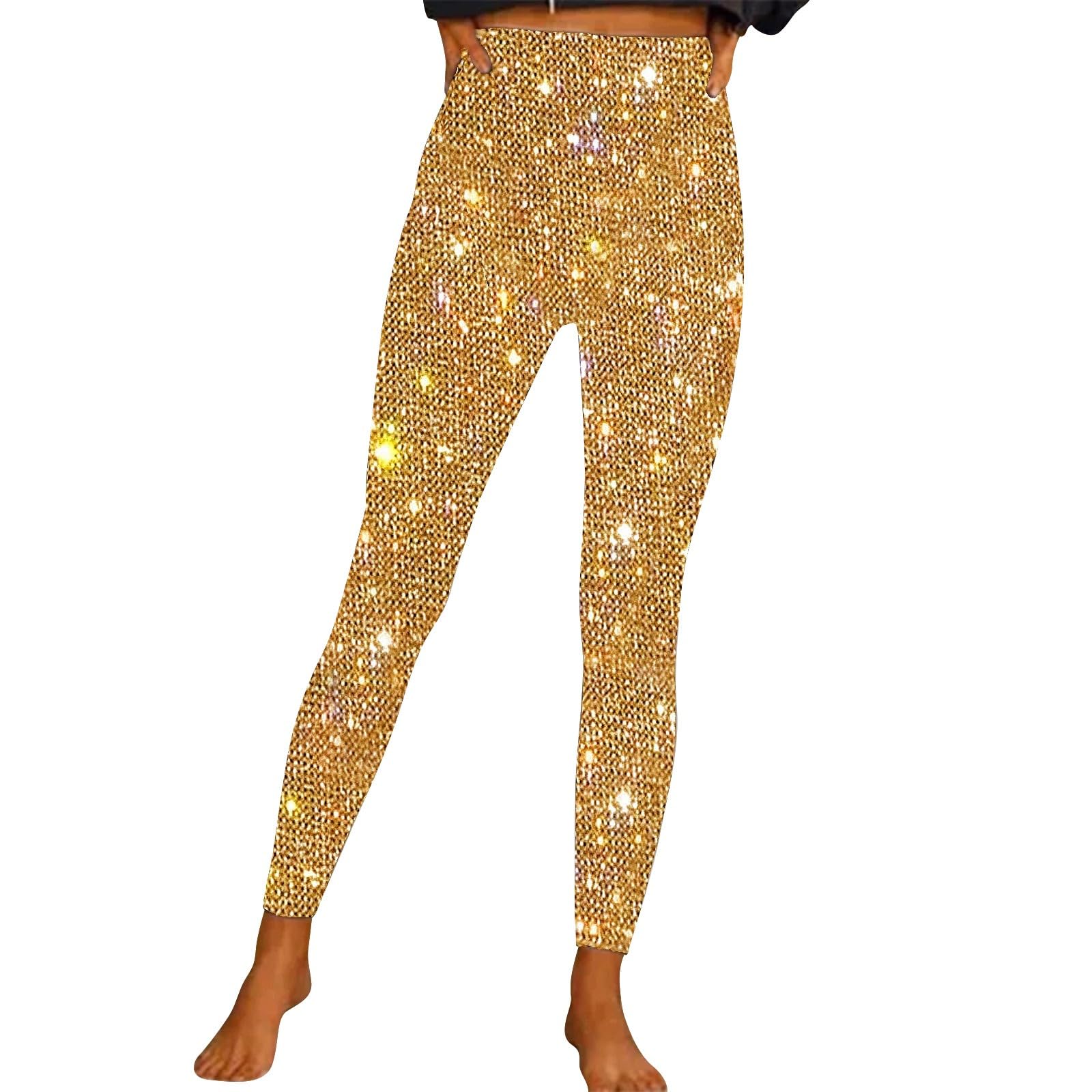 YWLINK Pailettenbroek voor dames, oudejaarsavond, festival, zwart, pailletten, uitlopende broek, glitterbroek, party, glitter, zilver, jaren 70-broek, elegante rave grote maten, oudejaarsavond