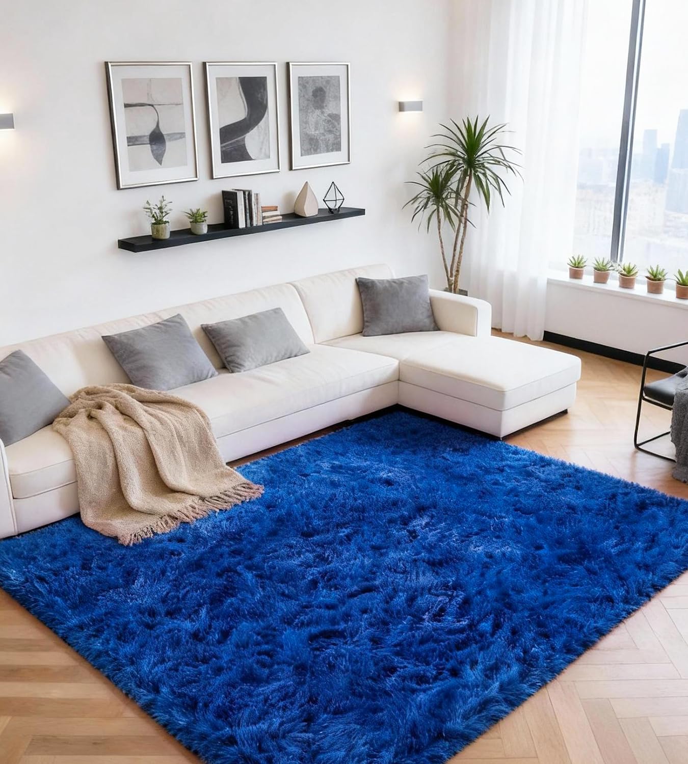 ROHATIM Hochflor Teppich Wohnzimmer Super weich Shaggy Teppich Flauschiger,Soft Area Rug Schlafzimmer Teppiche Super weich Fluffy Kindermatte