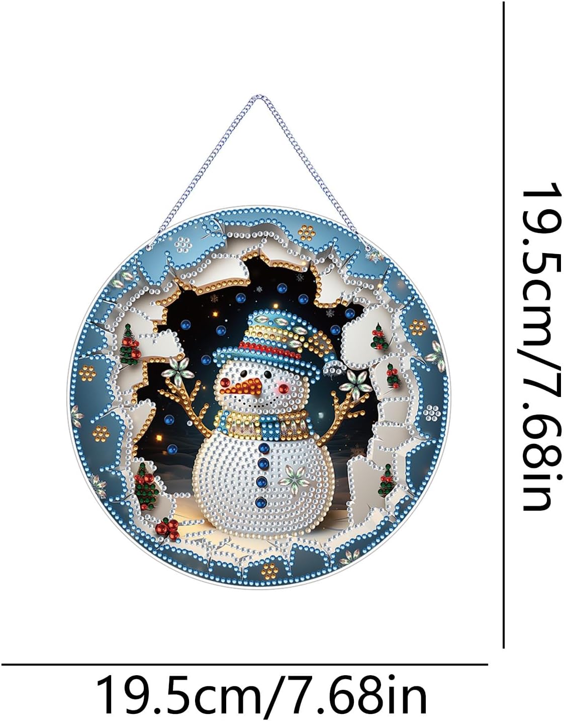 ARTopet 4Pcs DIY Diamond Pendant Ornament Christmas Special Shaped Crystal Diamond Art Painting Hanging Single Sided Diamond for Home Garden Wall Door Decor-Snowman
