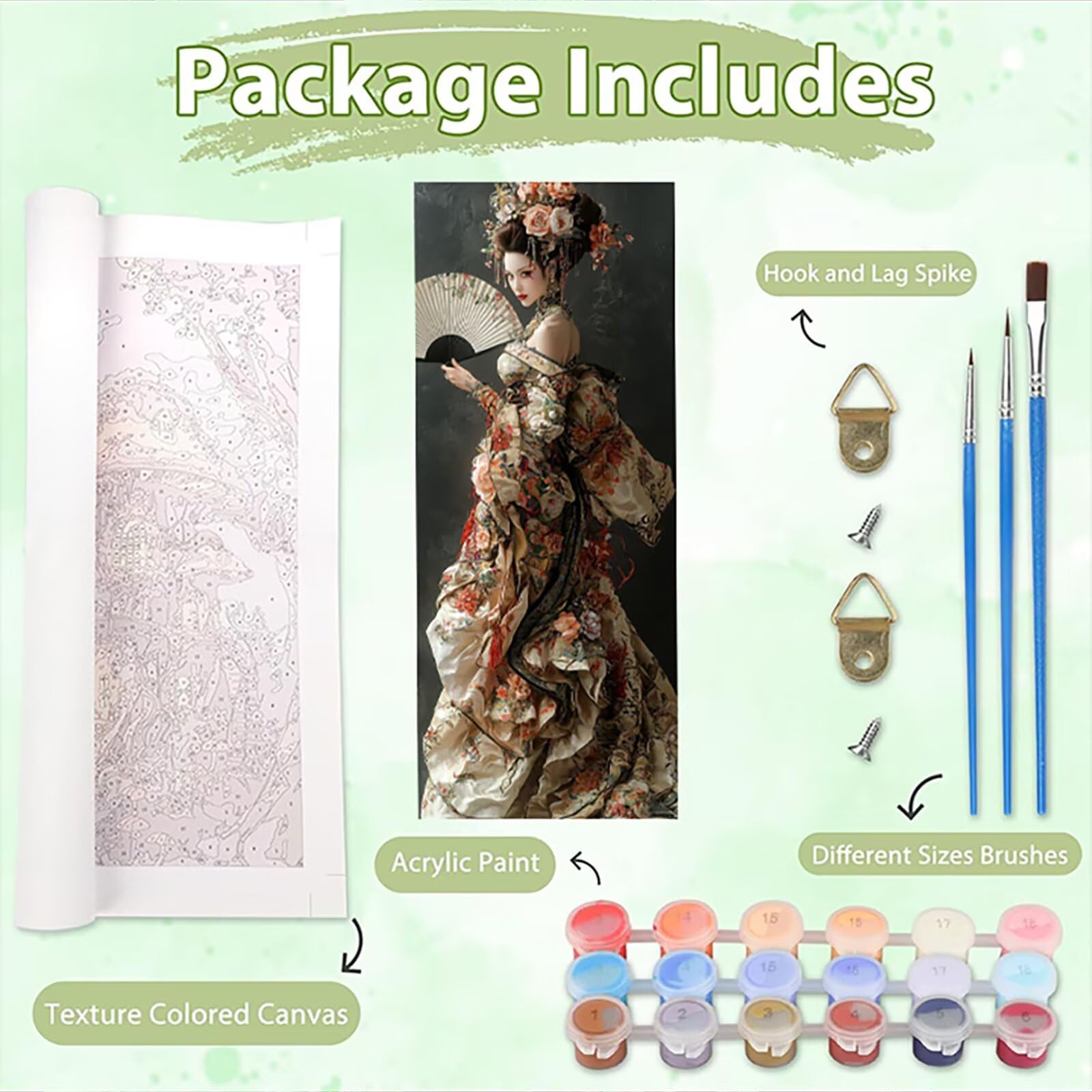 Malen Nach Zahlen 50x150cm Leinwand Schönheit Malen Nach Zahlen Erwachsene mit Ohne Rahmen, DIY Kreativ Set für Erwachsene mit Pinseln und Acrylfarbe, Zimmer Deko Japan Landschaft Geschenk, P0M-77