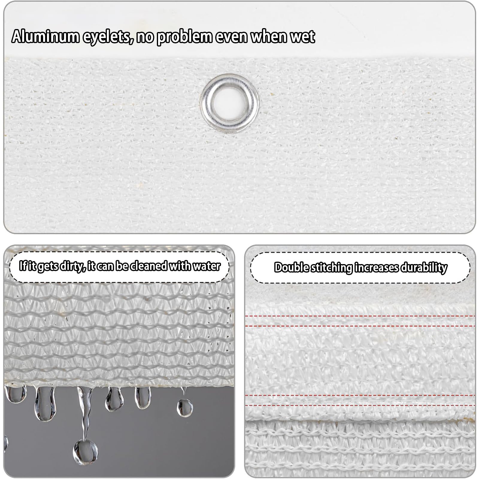 Telo Balcone 110 x 900 cm in HDPE 220G ㎡, Frangivento, Protezione Solare, Permeabile, Anti-Uv, Recinzione Copertura per Balcone con Fascette e Funi para Exterior Terraza, Bianco