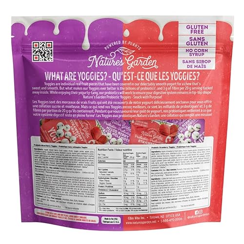 Miniatura 2 de Nature's Garden Probiotic Yoggies Paquete múltiple, 21 onzas (Strawberry Yoggies 15x0.7 oz + Mixed Berry Yoggies 15x0.7 oz), aperitivo cubierto de