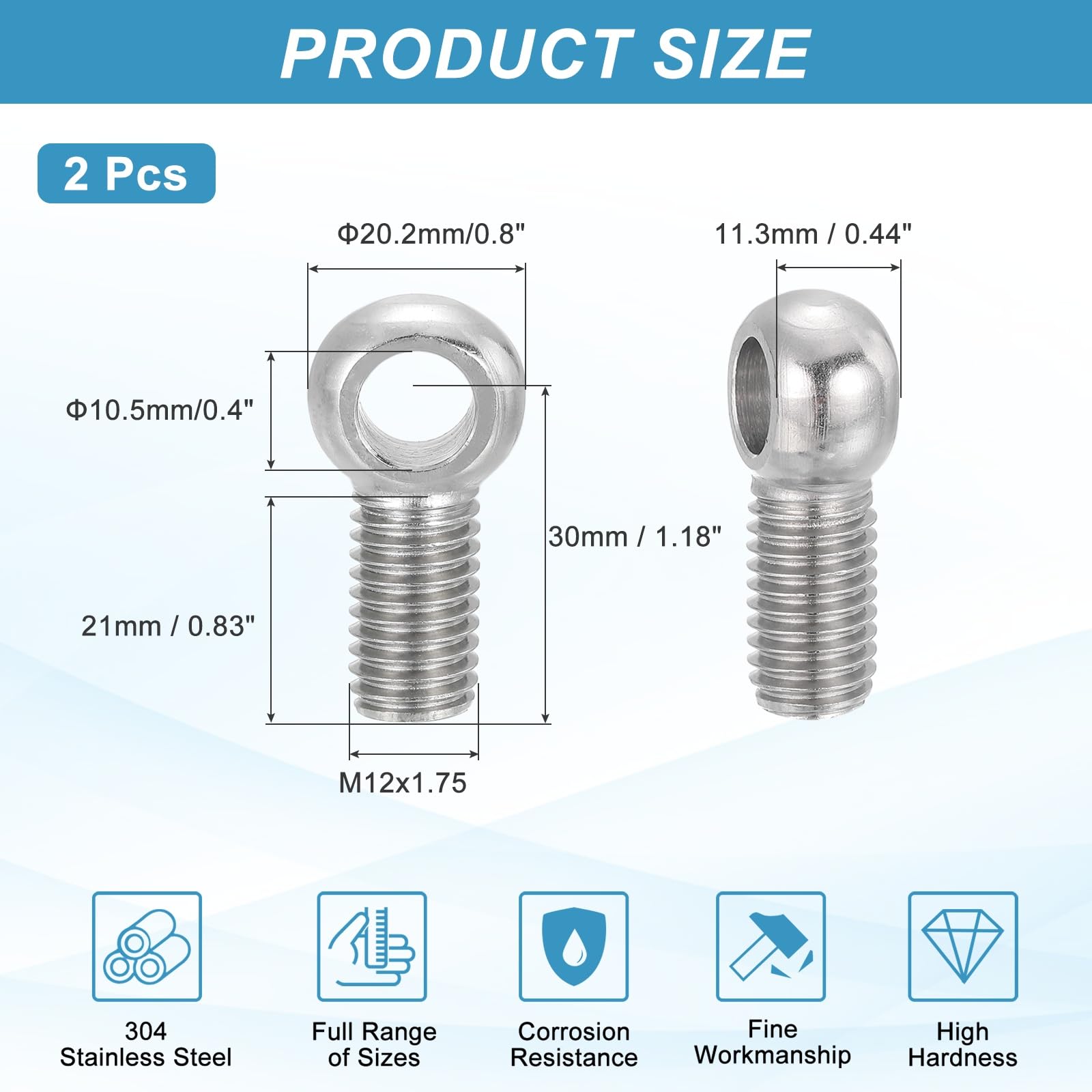 PATIKIL 2 Pcs M12x30mm Shoulder Swing Lifting Eye Bolt - Image 2