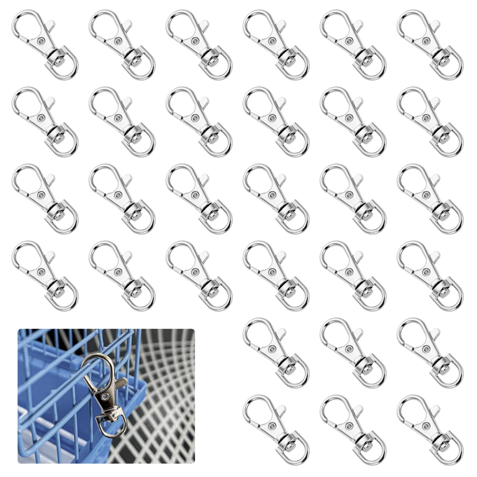 30 PCS Bird Cage Lock | Sturdy Hook Clip | Claw Trigger | Snap Hook for Small Pets, Rabbits, Cats, Parrots, Guinea Pigs, Squirrels
