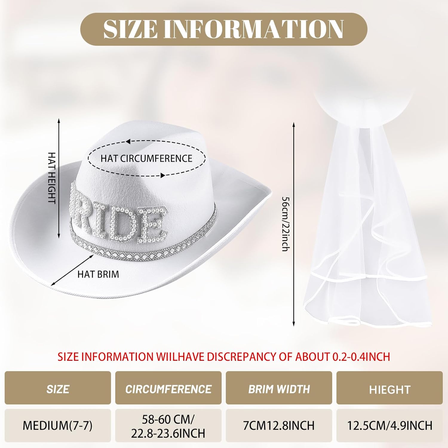 MGupzao Cowboy Hat with Veil Bachelorette Party, White Cowgirl Hat Wedding, Bridal Shower Decoration, Bride to be Gift - Image 4
