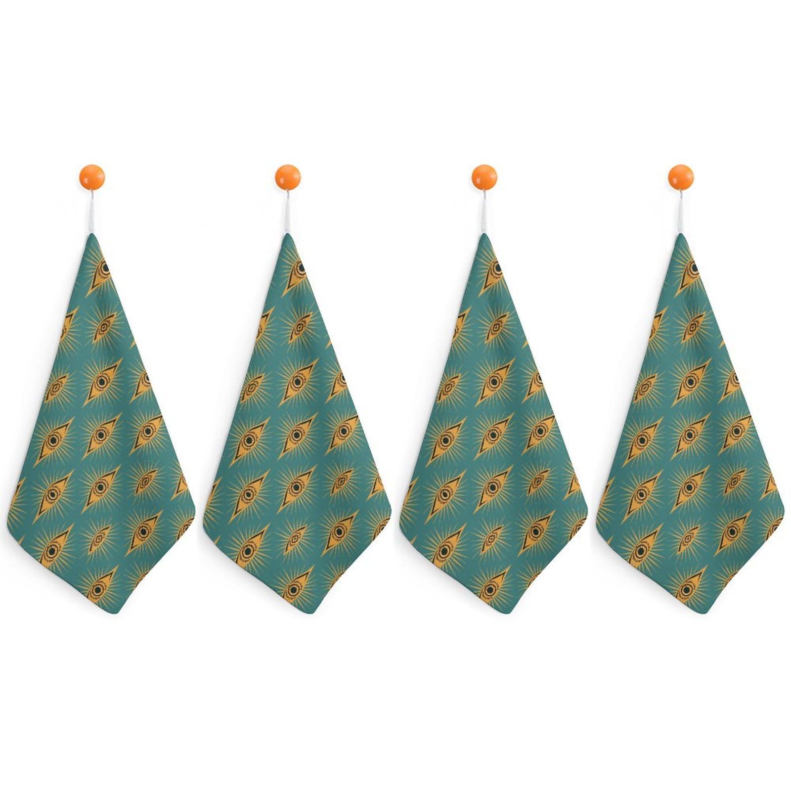CGSBNGHA Green Evil Eye Moon Hand Towel Hanging Face Towels Cleaning Cloths Handkerchief for Bathroom Kitchen