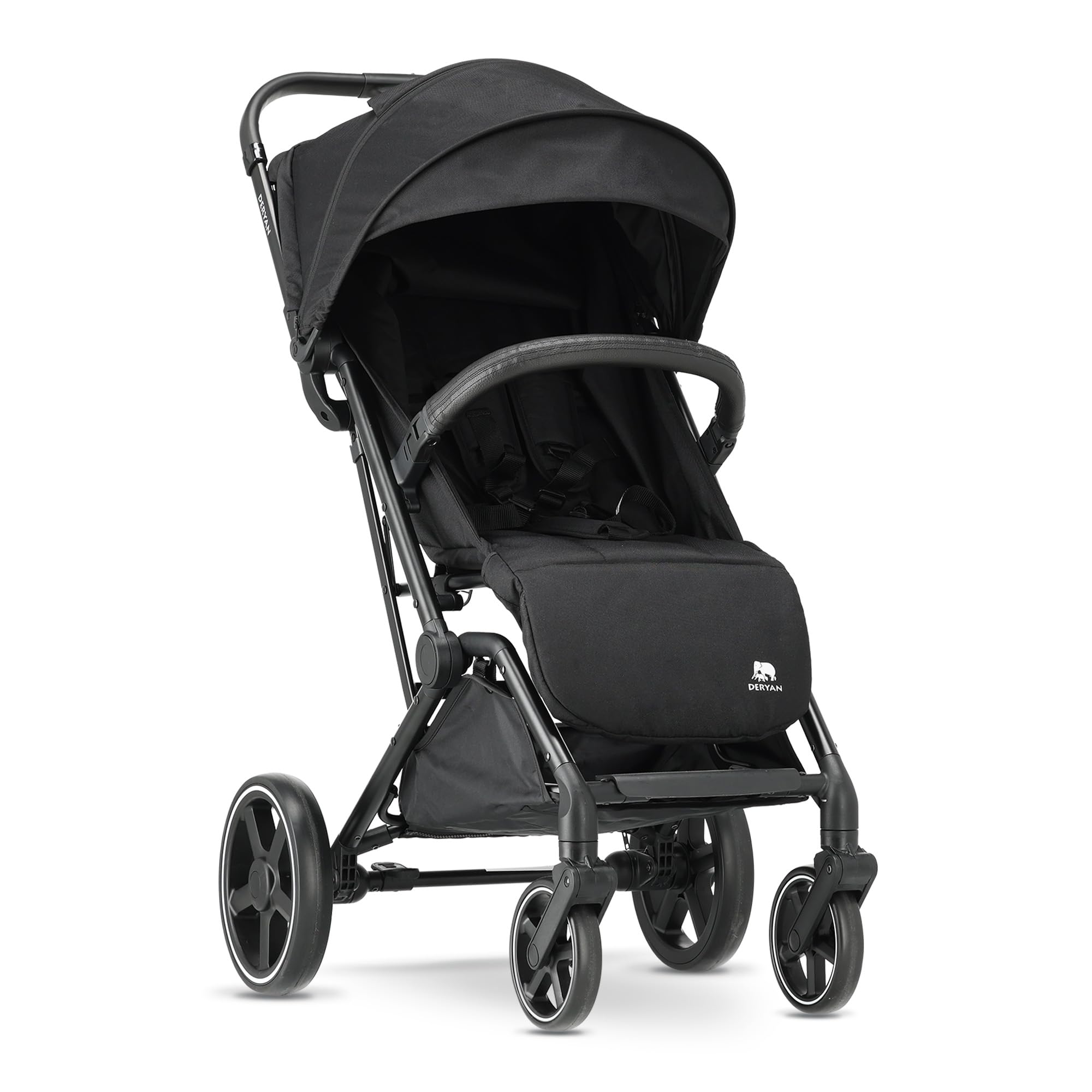 Deryan XP XL Silla de Paseo Ligera, 0-4 años, 0-22 kg, Correa de Transporte, Silla Paseo Compacta, 3 Reclinaciones, Reclinación Total, Plegado Automático, Bandolera - Negro