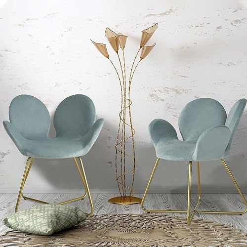 Miniatura 3 de ANOUR Sillas decorativas modernas de terciopelo, sillas de sala de estar con patas de metal dorado, sillas de tocador tapizadas, sillones