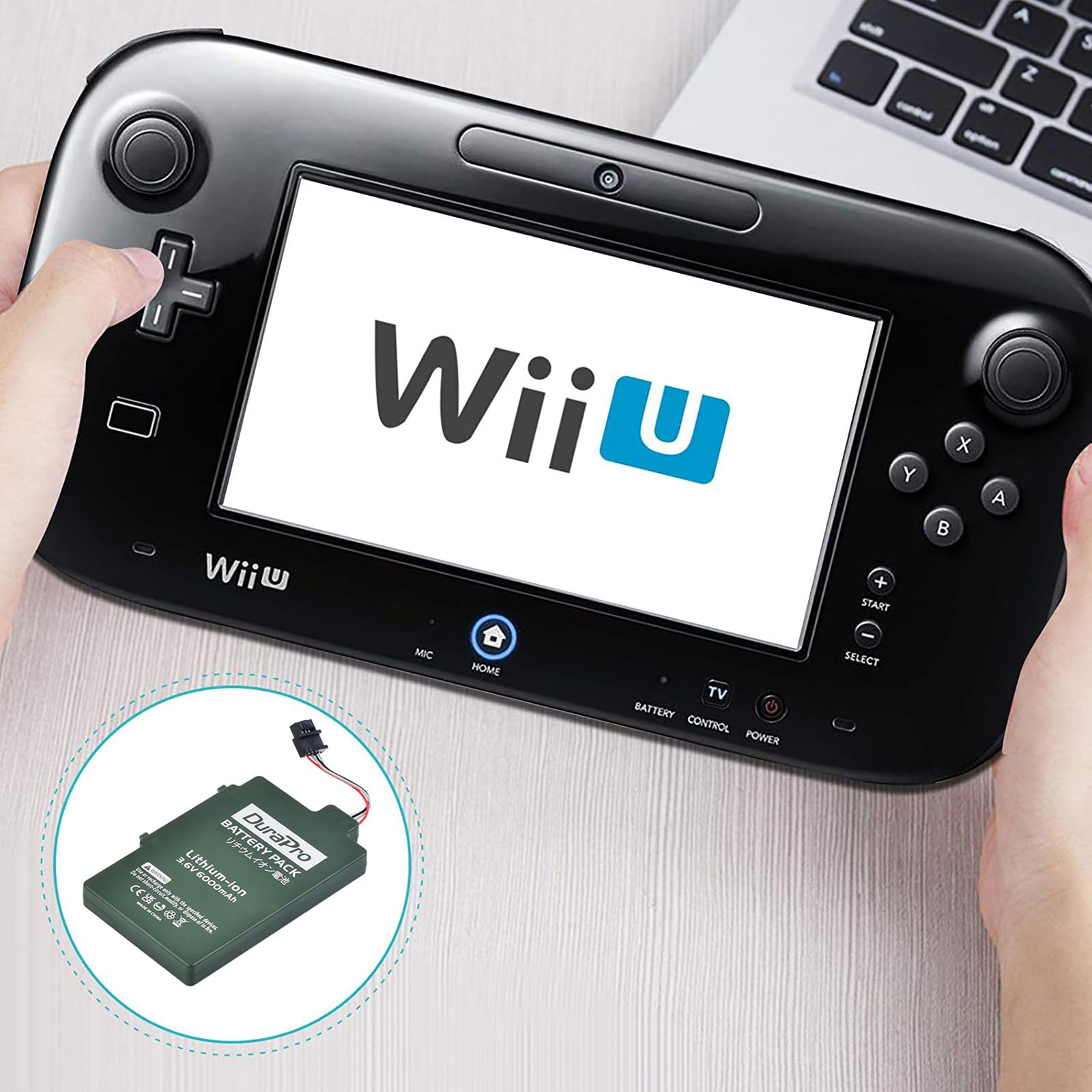 DuraPro Batteria 6000 mAh per Nintendo Wii U Wii-U WUP-012 WUP-010 Gamepad