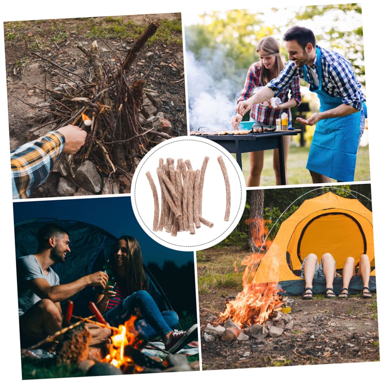 LIOOBO 20pcs Rope Camping Fire Starters Wick for Outdoor Use Weather Resistant Present for Campers Quick Fire Starting