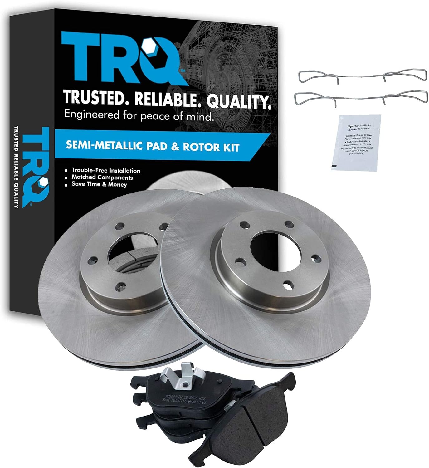 TRQ Front Brake Pad & Rotor Kit Semi-Metallic Compatible with 2004-2013 Mazda 3 2006-2015 5