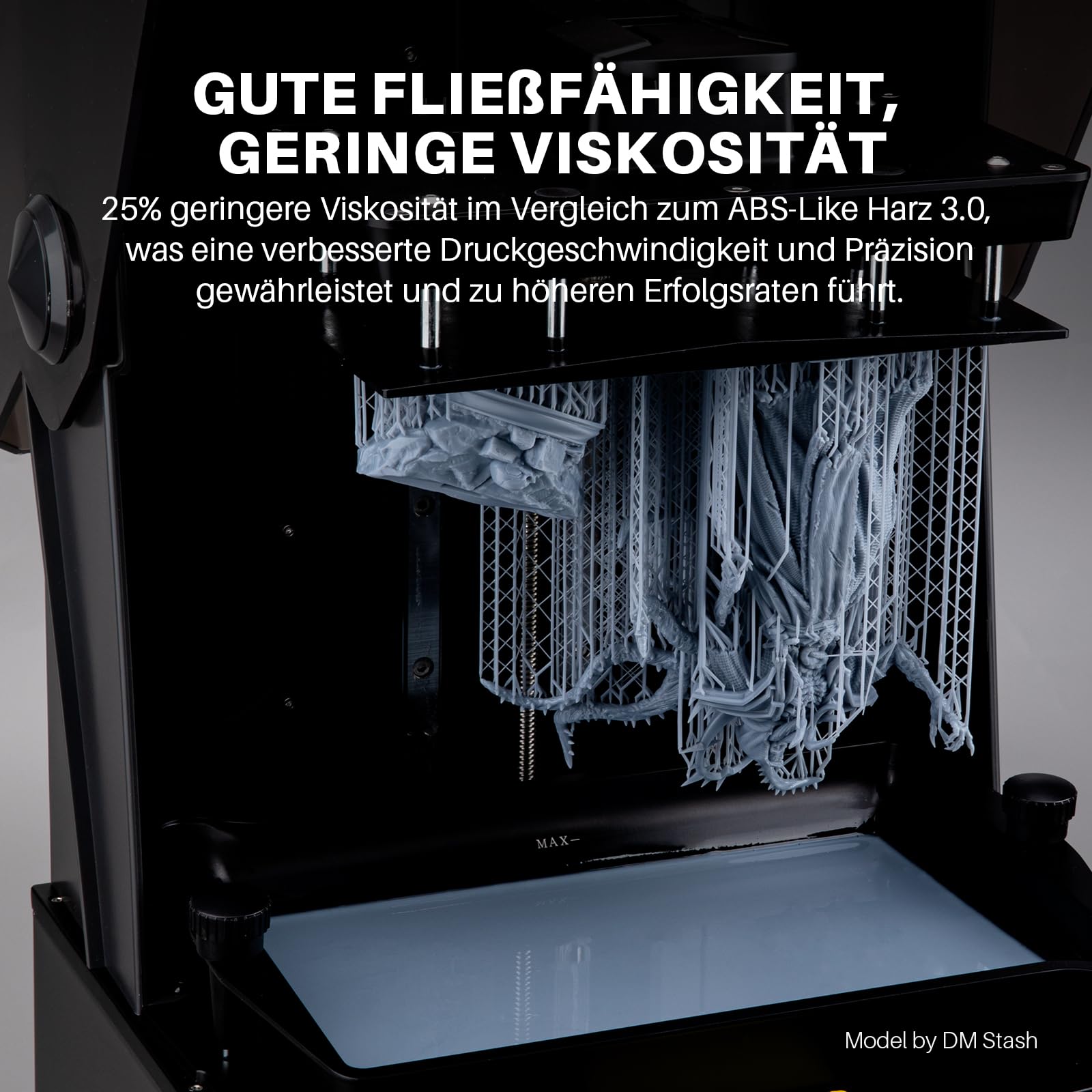 ELEGOO ABS-Like Resin 3.0 Plus, Verbessertes 3D-Drucker Photopolymer Harz, Höhere Hitzebeständigkeit, Schnelle Aushärtung, Hohe Präzision, Nicht Spröde, Grau 1000g