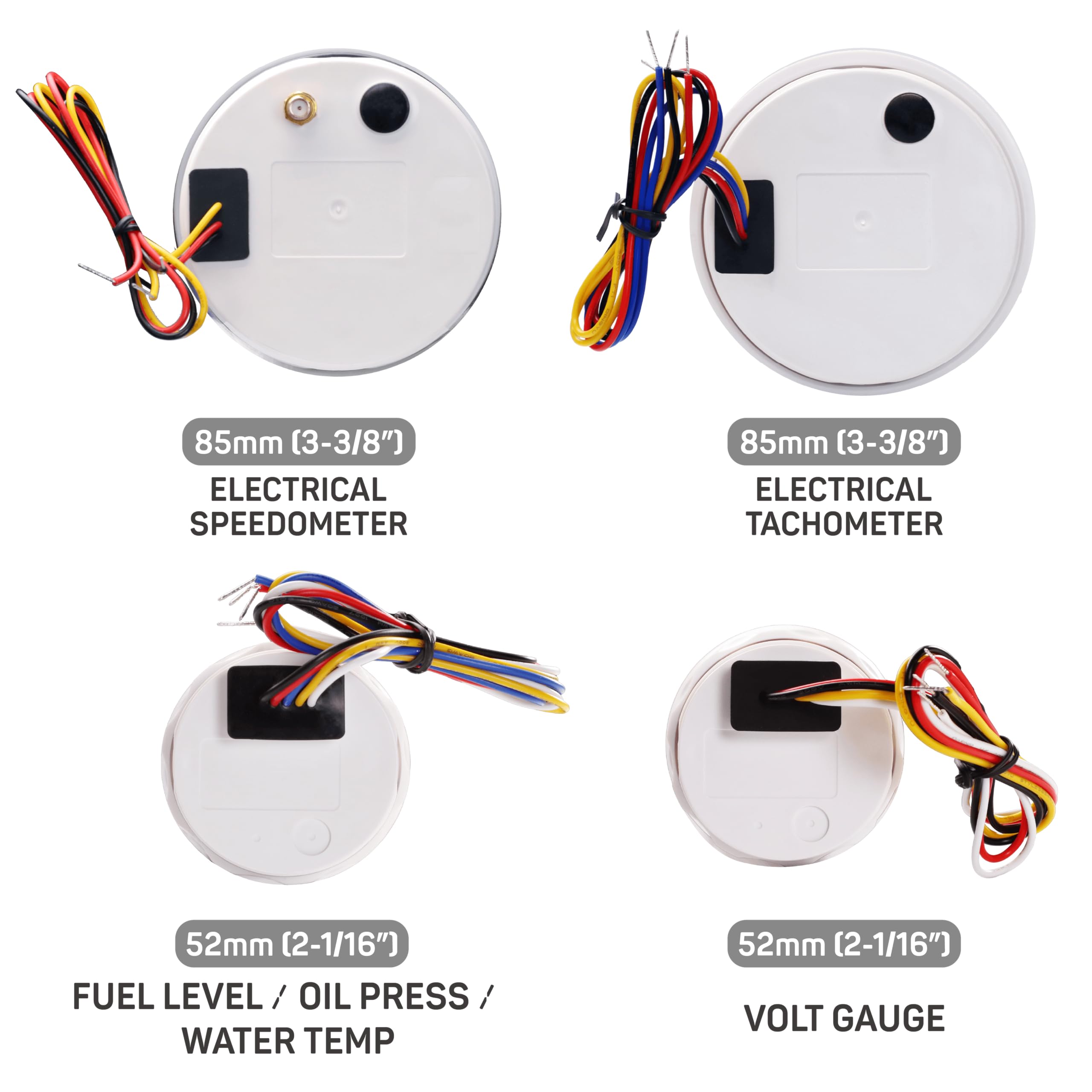RACETECH 6 Strumenti Gauge Set 160 MPH 10000 RPM - Quadrante Bianco
