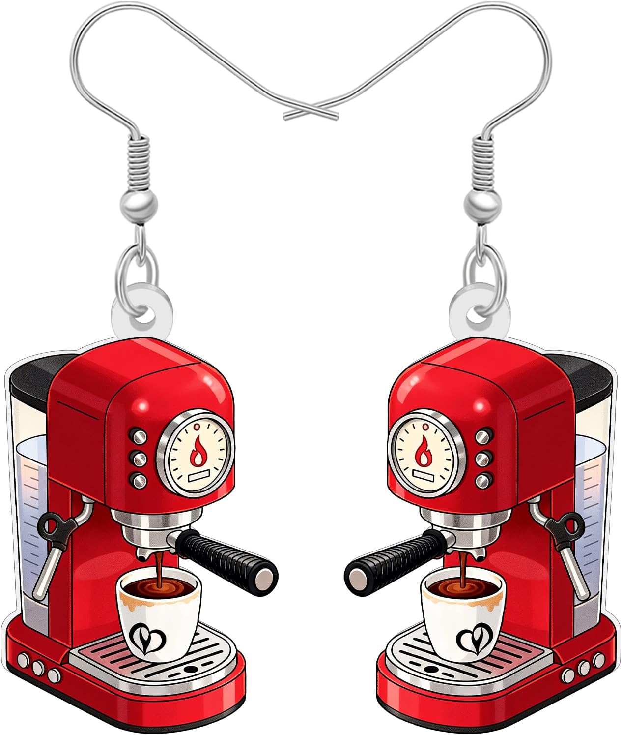 BONSNY Acrylic Dangling Novelty Fun Black Coffee Machine Earrings Hypoallergenic Designer Jewelry Gifts For Women