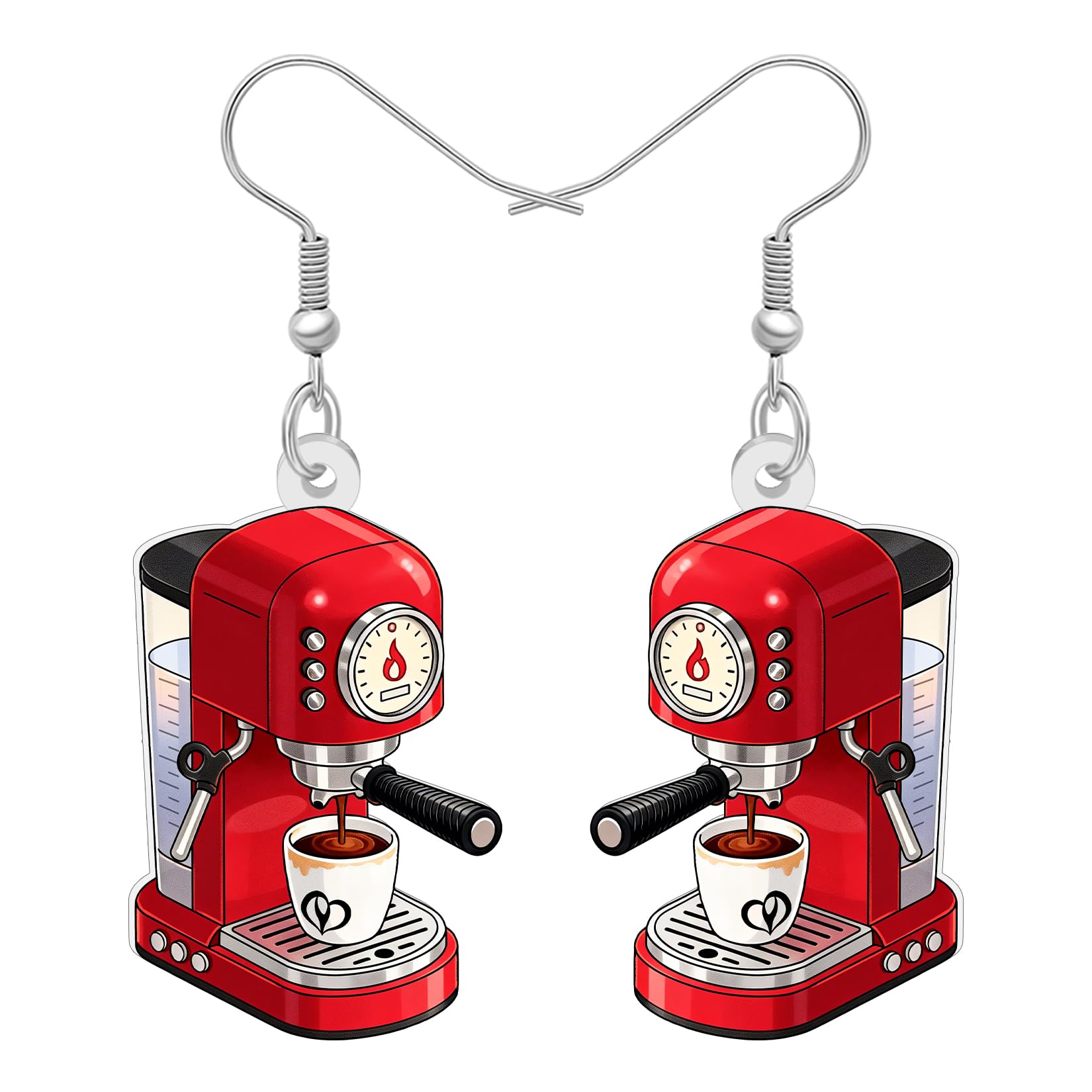BONSNY Acrylic Dangling Novelty Fun Black Coffee Machine Earrings Hypoallergenic Designer Jewelry Gifts For Women