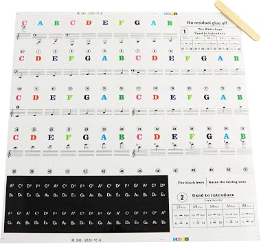 25/49/61/76/88 Keys Electronic Piano Keyboard Stickers Transparent Music Decal Notes for Beginners, Instructions Included