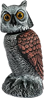 Owl Decoy to Scare Birds Away Scarecrow Fake Owl with Rotating Head Lifelike Garden Owl for Bird Control Owl Statue for Scaring Birds Waterproof Owl Decoy for Patio Yard Garden