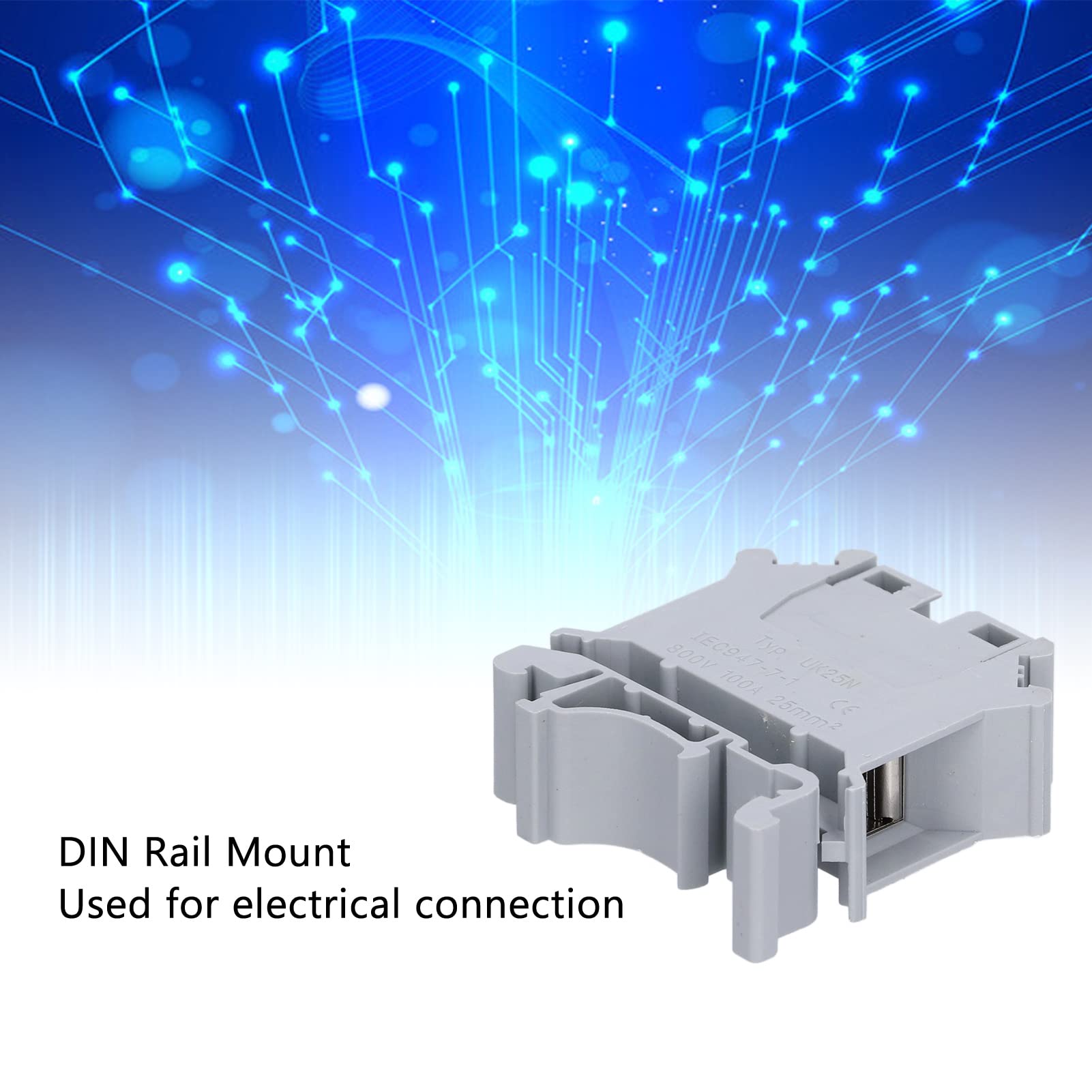 Morsettiera per guida, Morsettiera per guida DIN Buona conduttività Universale 25mm² 800V UK-25N Professionale per connessione elettrica per tecnici