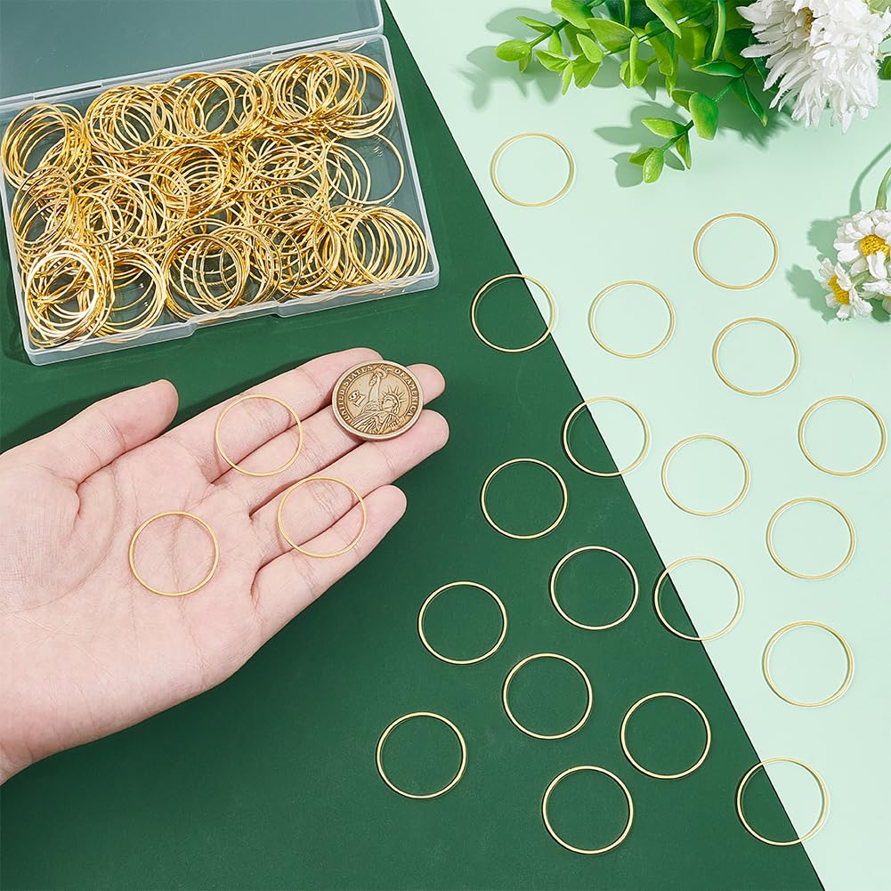 UNICRAFTALE 200 pz 25mm anelli di Collegamento in Ottone Cerchio Cavo Castone Pendente Cornice Rotonda Dorata anelli Piatti Connettori Gioielli per Orecchini Collane Creazione di Gioielli