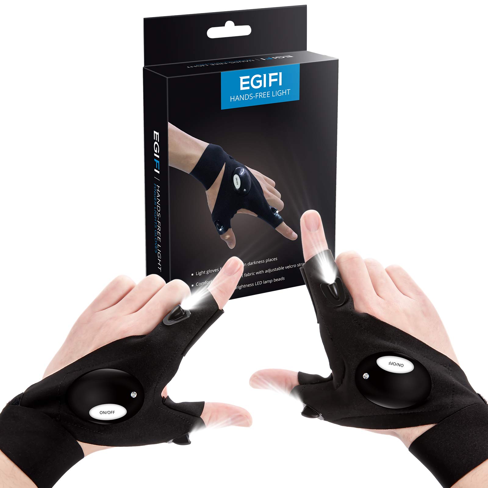 EGIFI Gifts for Men LED Flashlight Gloves, Birthday Gifts for Dad, Light Gloves for Fishing Camping Repairing, LED Gloves Unique Cool Gadget Tool Gifts for Men Dad