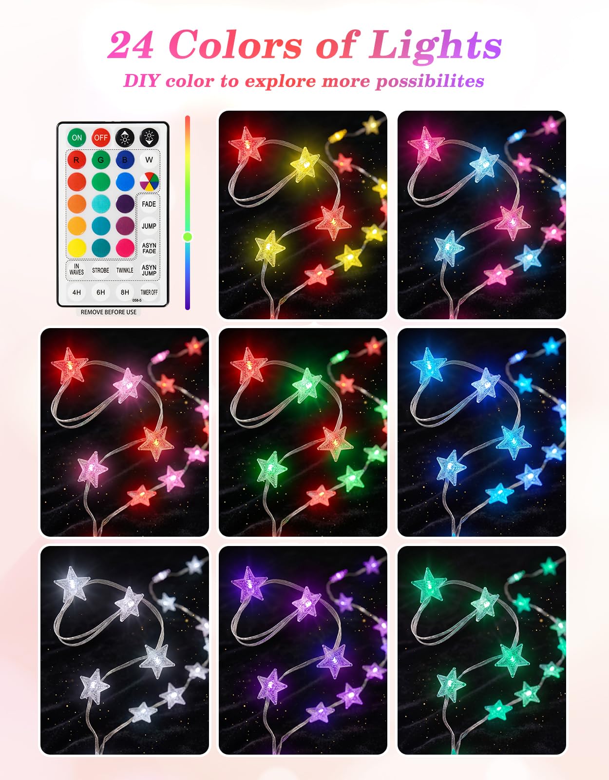 Betthimmel mit RGB-Lichterkette für Queen-Size-Bett, Doppelbett, 8 Ecken, weißer Baldachin, Bettvorhänge, Moskitonetz mit Lichtern, Fernbedienung, Timer für Kinder, Erwachsene, Innenbereich