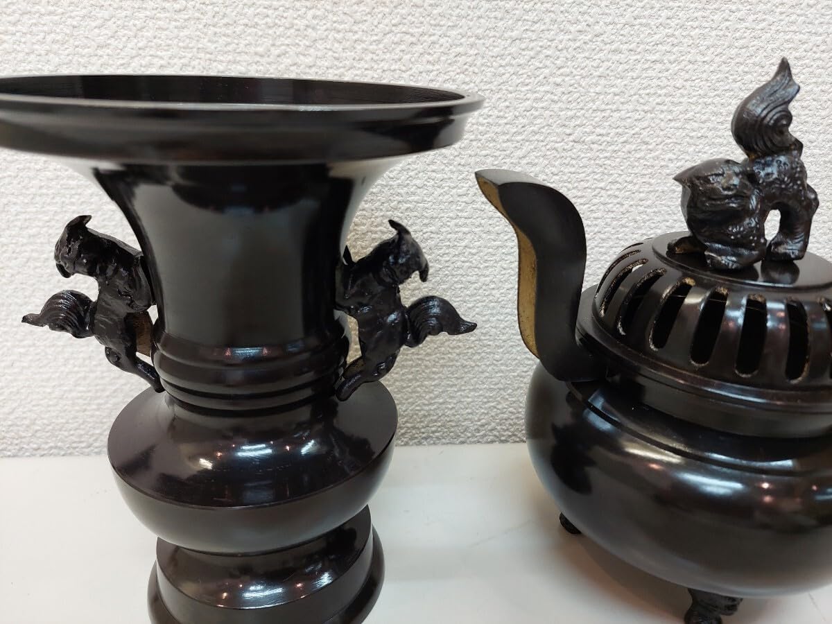 獅子掛中口 火立 ローソク立て 燭台 大型 高さ約46cm 獅子掛