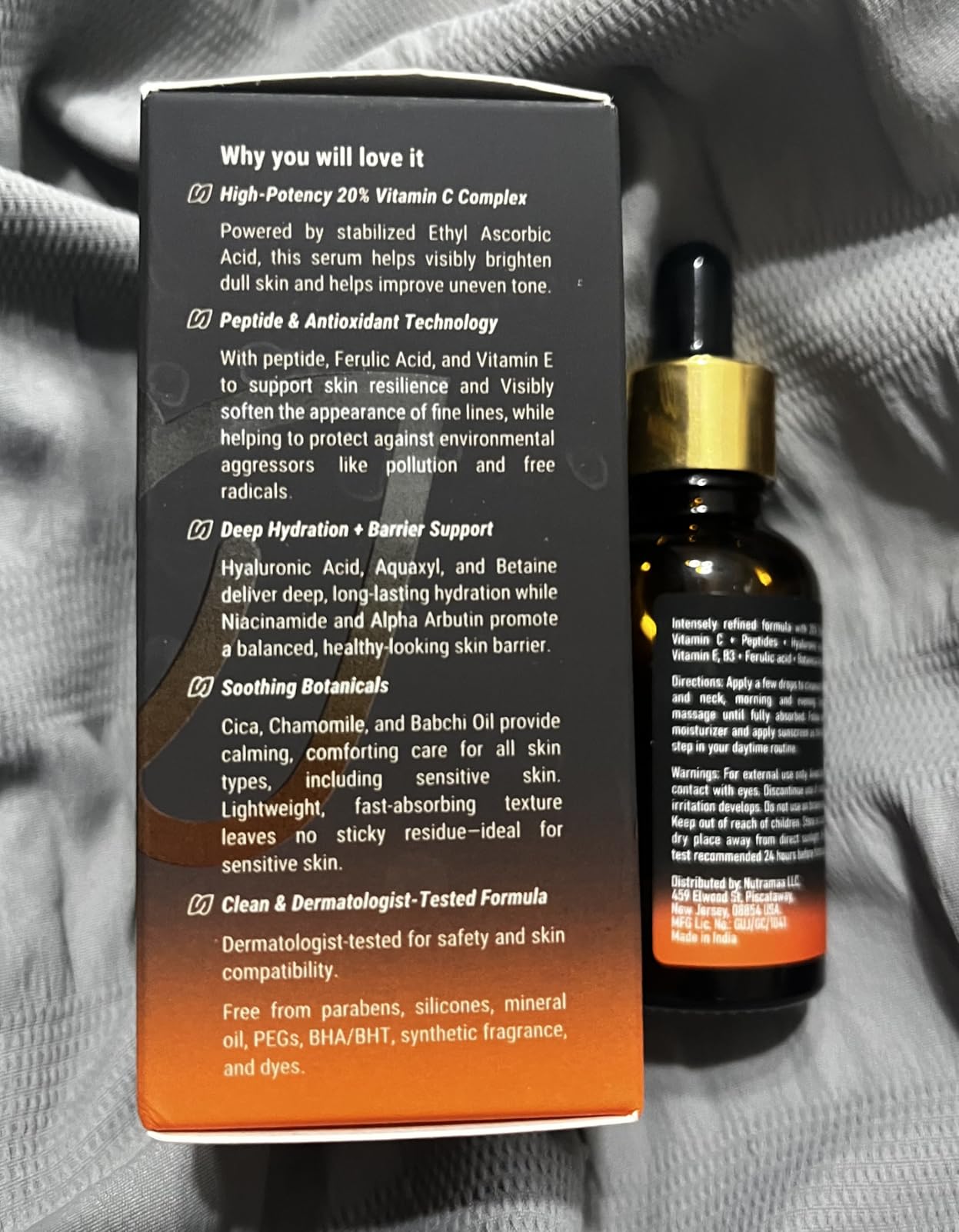 NUTRAMAA Radiance C+ Elixir 20% Vitamin C Face Serum with Hyaluronic Acid & Peptides, Ferulic Acid + Vitamin E β Brightening, Hydrating, Anti Aging & Antioxidant Facial Serum β Vegan Fragrance Free, 1 fl oz