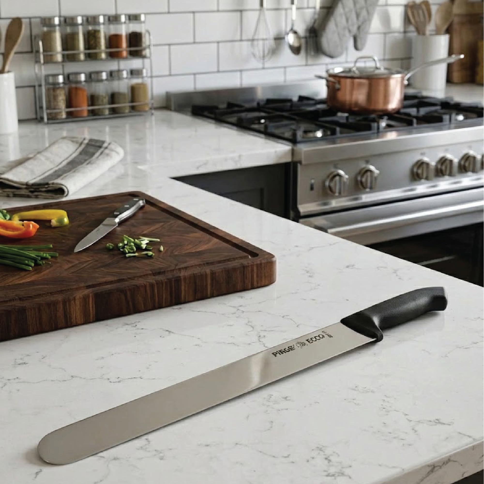 Pirge Ecco Dönermesser 45 cm Schwarz - Aufschnittmesser - Schärfstes Döner Langmesser - Schneidemesser - Fleischmesser - BBQ Messer - Edelstahl Profi Küchenmesser - Ergonomisches Griffdesign