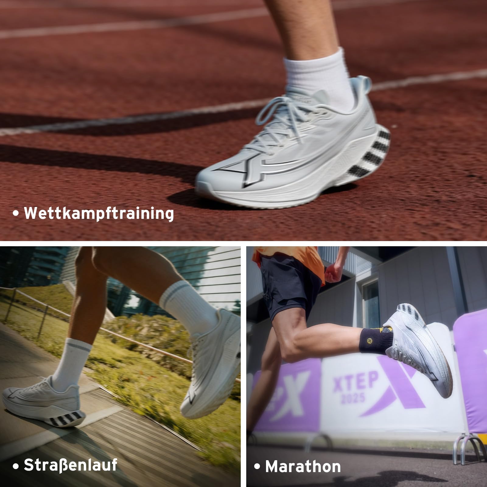 XTEP Scarpe da corsa da uomo, per principianti, maratona, piastra in carbonio a forma di pala, 70% ammortizzazione, scarpe da corsa leggere, traspiranti, antiscivolo, ammortizzate