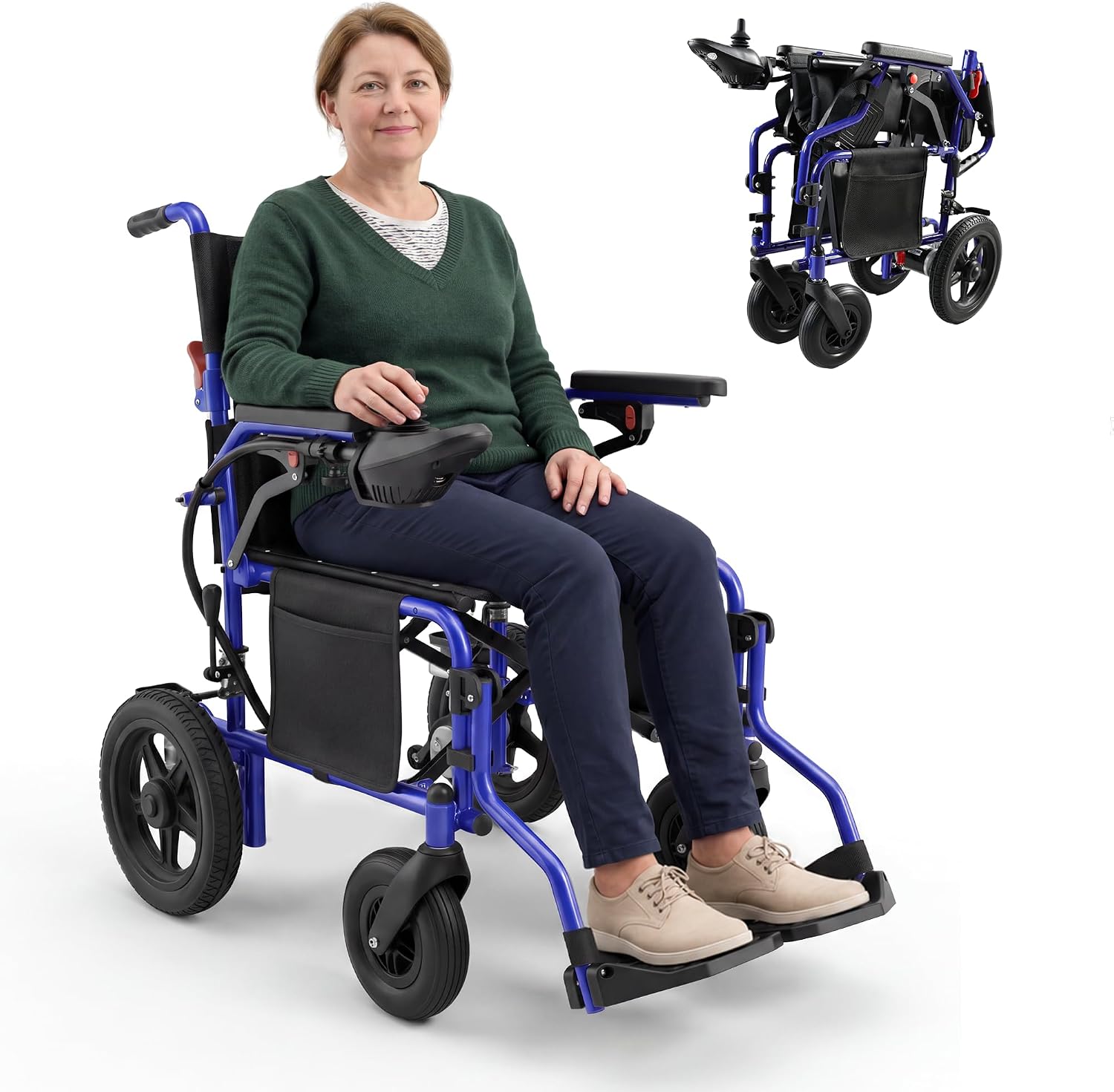 18" Wide Electric Wheelchair for Adults & Seniors, Lightweight 45 LBS Foldable Motorized Power Wheelchair, 12Ah Battery 15-Mile Range, 330 lb Capacity, for Travel, Home & Outdoors (Purple)