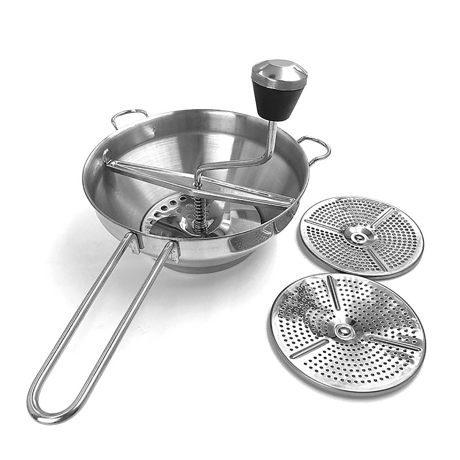 Manueller Gemüsemixer, Marmeladenreibe, Kartoffelstampfer, mit 3 Stahlgittern, rotierende Küchenmaschine für Tomatensauce, Apfelmus, Püree, Kartoffelpüree, Marmelade