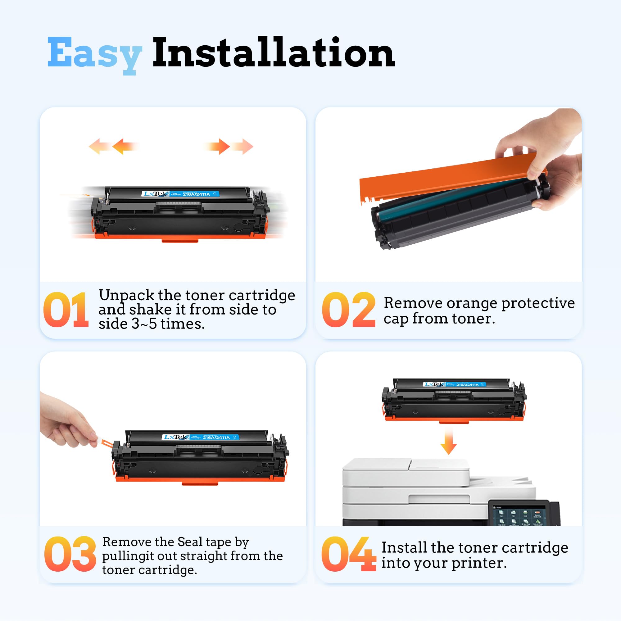LxTek 216A Con Chip Cartucce Toner Compatibili per HP 216A W2410A Toner per HP Color Laserjet Pro MFP M183fw M182n M183fdw M182nw M155a M155dw M155nw M182 M155 (Nero Ciano Giallo Magenta, 4-Pack) - Vista 4