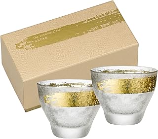 アデリア(ADERIA) 【 プレミアムニッポンテイスト 金一文字 盃ペアセット 日本製 化粧箱入 S6279 】 おちょこ ぐい呑み 盃 日本酒 グラス ガラス 冷酒 お猪口 酒器 ギフト 女性 母の日 食器 父の日 夫婦 男性 引越し祝い 結婚 挨拶回り 退職 誕生日 プレゼント 記念日 贈り物