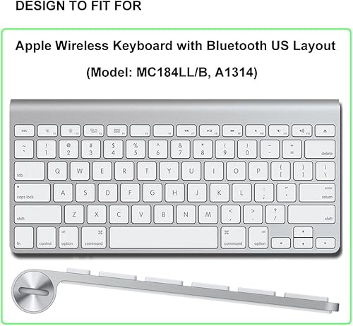 Miniatura 2 de ProElife Funda protectora de teclado de silicona ultrafina para teclado inalámbrico Apple con Bluetooth MC184LLB (modelo A1314, diseño de EE. UU.)
