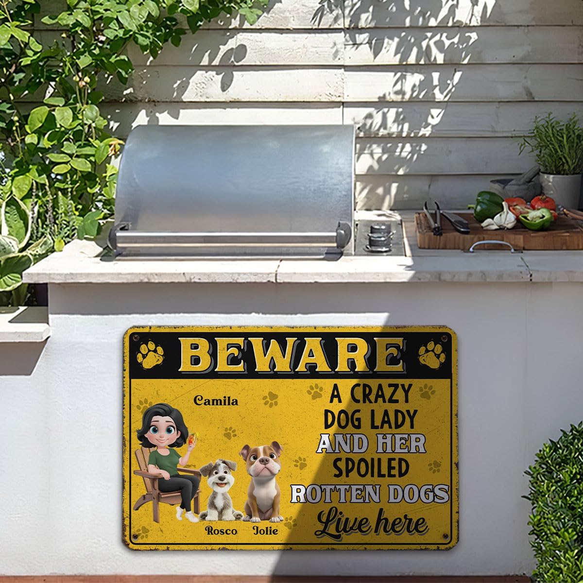 Pawsionate Crazy Dog Lady Sign Vintage Funny Dogs Metal Sign Print Aesthetic for Garden Yard Bar Porch Home Bedroom Kitchen Wall Decor Decor Gift - A Dog Spoiled Dogs Signs For Dogs Owners