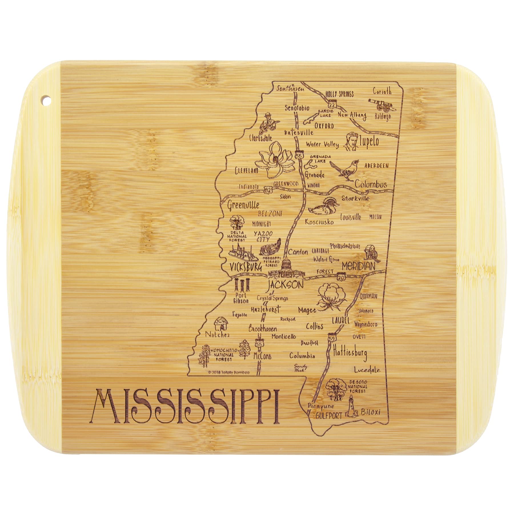 Totally Bamboo A Slice of Life Mississippi State Serving and Cutting Board, 11" x 8.75"
