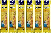 Vitakraft Crunch Sticks Egg & Honey Parakeet Treats - 6 Pack (2 Sticks Each), Triple Baked with Vitamins & Chew Stick