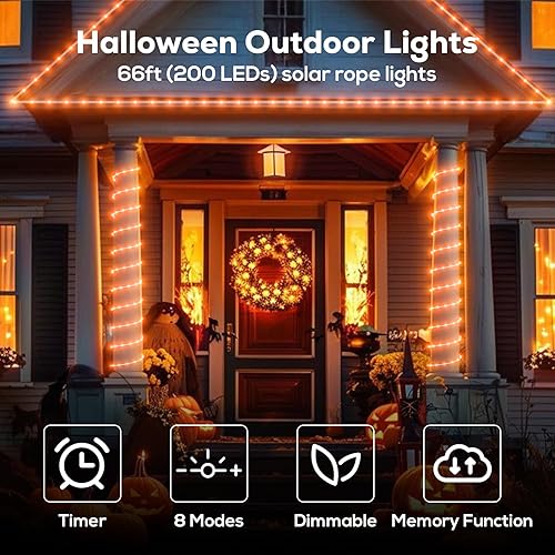 Miniatura 6 de ICRGB Cuerda de luces solares para exteriores, 66 pies, 200 luces LED IP67, impermeables, 8 modos, luces de Navidad al aire libre, tira de luces