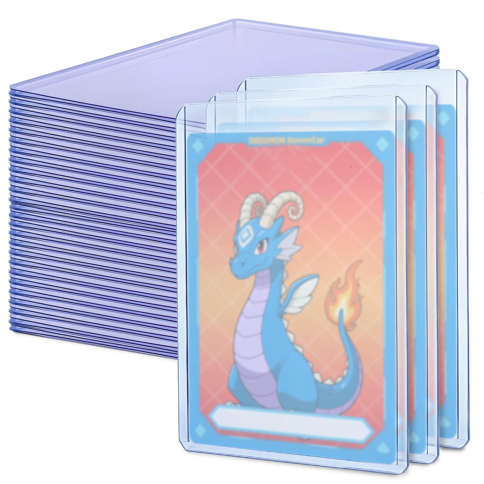 100 PCS Clear Card Sleeves, 3" x 4" Hard Plastic Card Sleeves Top Loaders, Trading Card Sleeves Deck Protectors Compatible with Sports Game MTG Yugioh Cards