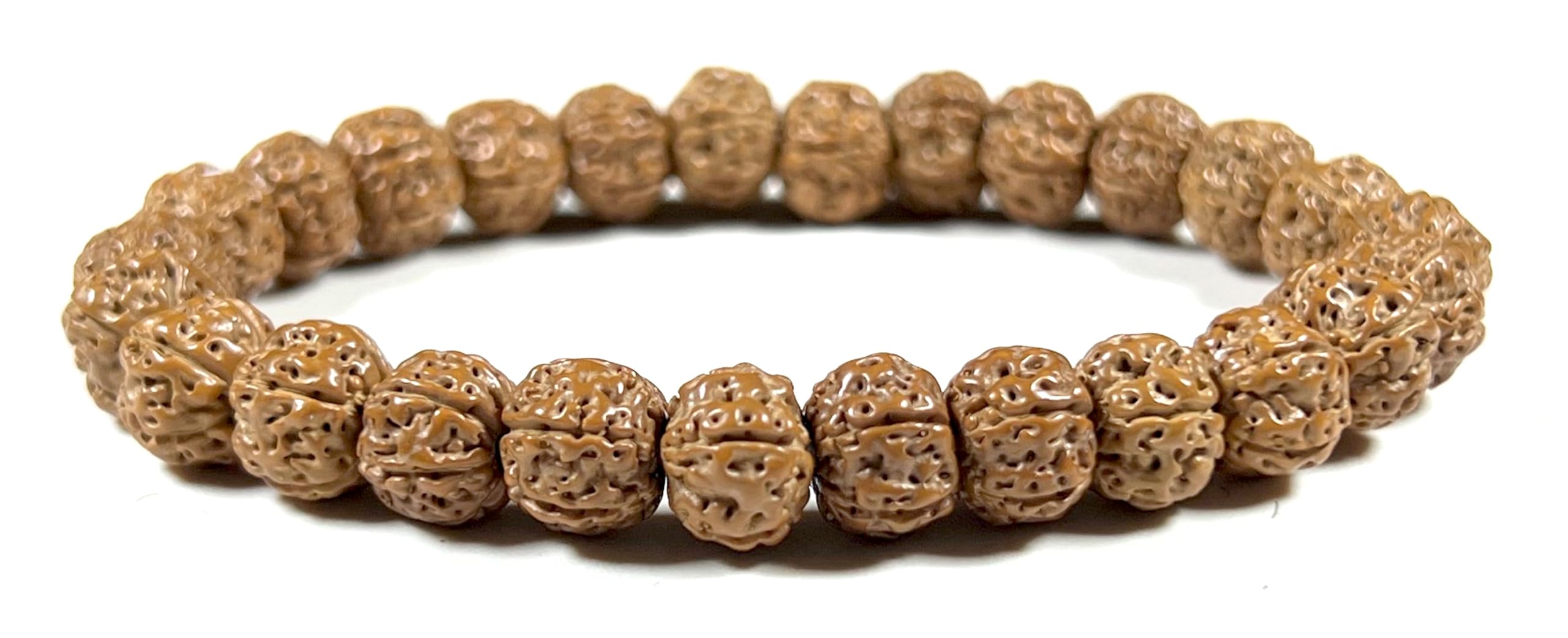 5 Mukhi Chikna Pathri Rudraksha Bracelet - AAA Grade 8mm Rudraksh Beads - Root Chakra Balance & Universal Sun Sign - Cultivate Spiritual Growth - Handmade