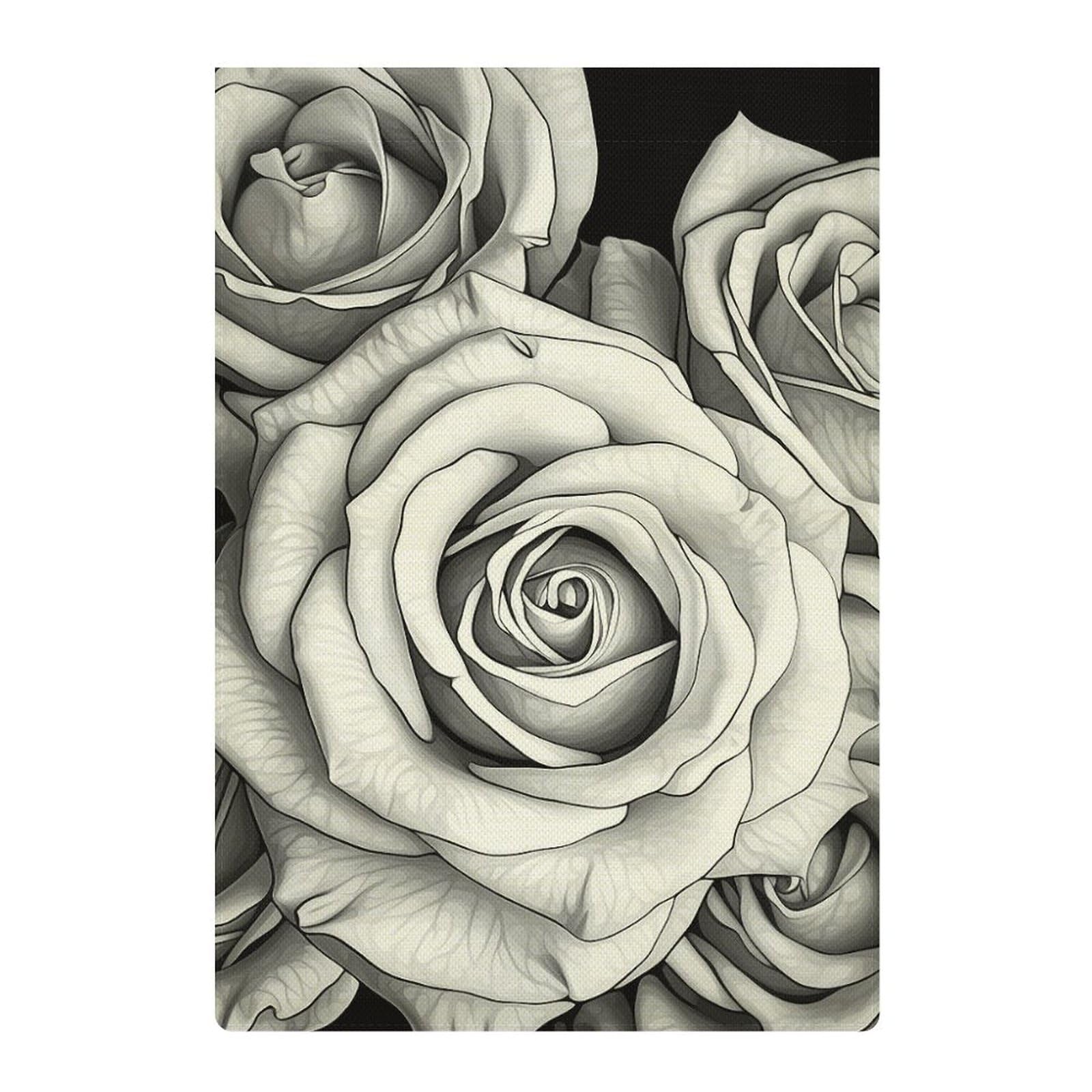 3dRose Letter K Damask Garden Flag – Black & White Design, 12x18 Inches, Polyester - View #10