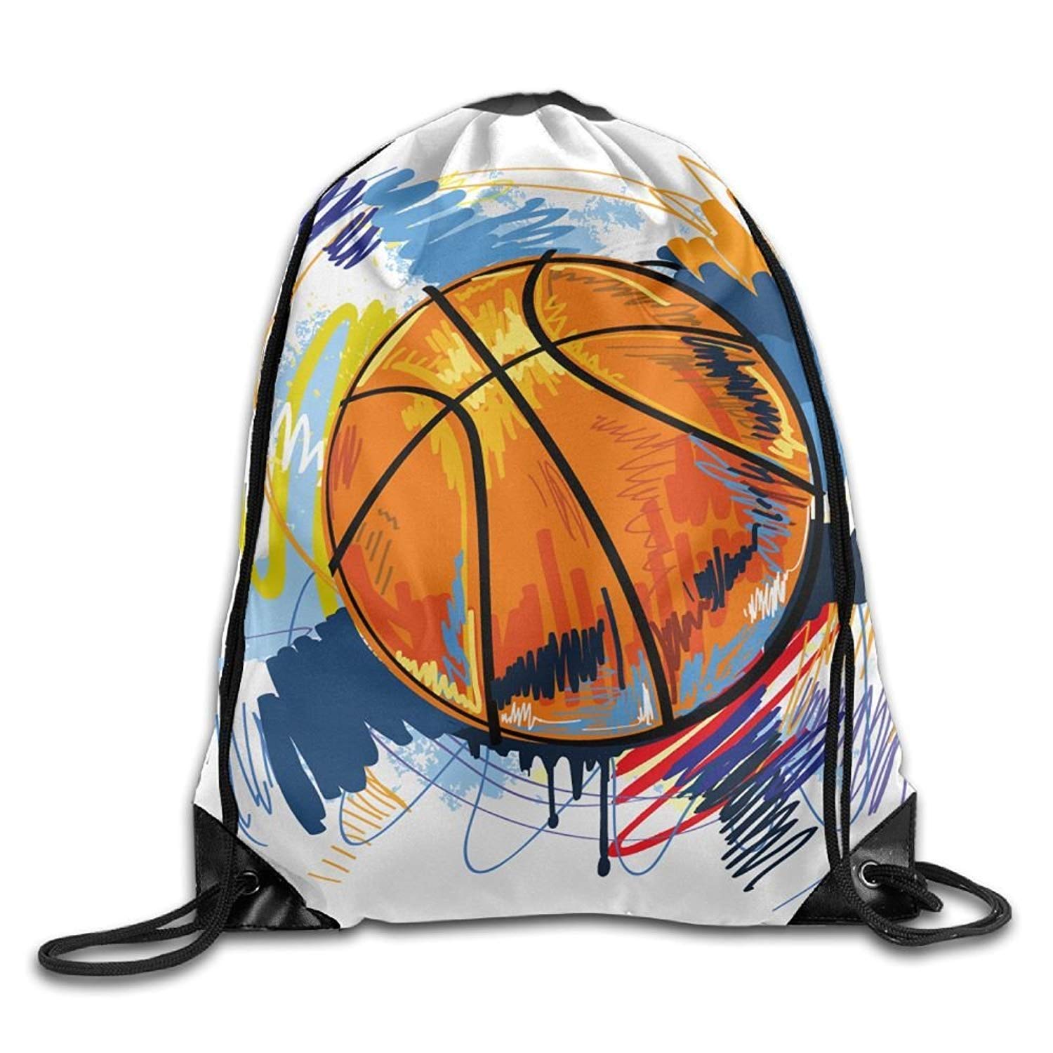 KIMIOE Multifunction Cartoon Art Basketball Christmas Unisex Gym Large Drawstring Bucket Bag Shoulder Bag Backpack String Bags
