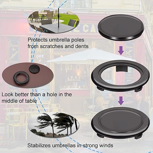 Miniatura 4 de PAGOW Cuña de cono de paraguas, soporte de base para sombrilla, enchufe de anillo de agujero de mesa de patio de 1.5 pulgadas para apertura de
