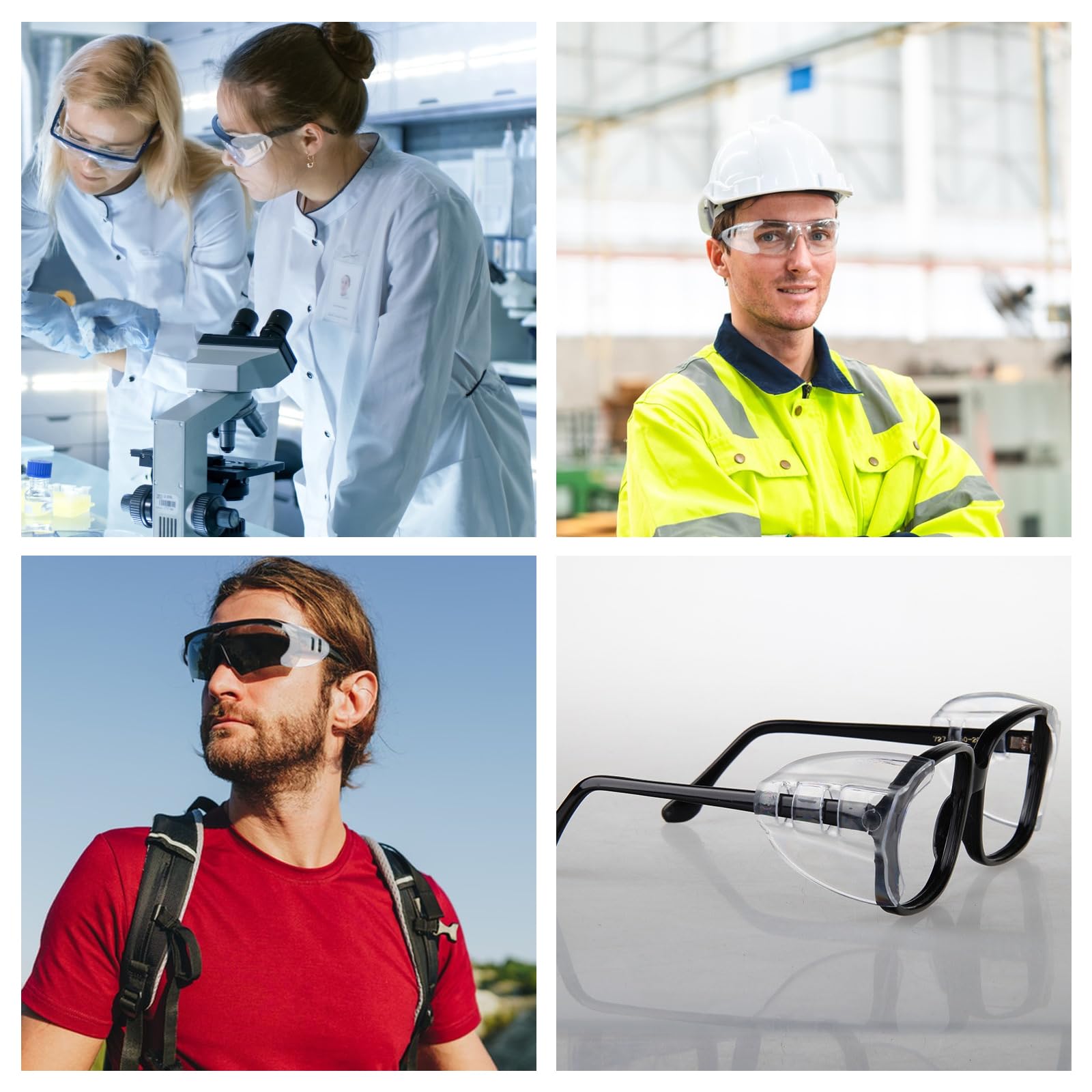 Protezione laterale per occhiali, 5 paia di occhiali di sicurezza per gli occhi, protezione laterale antiscivolo, trasparente, protezione dal vento, flessibile, adatto per occhiali di misura
