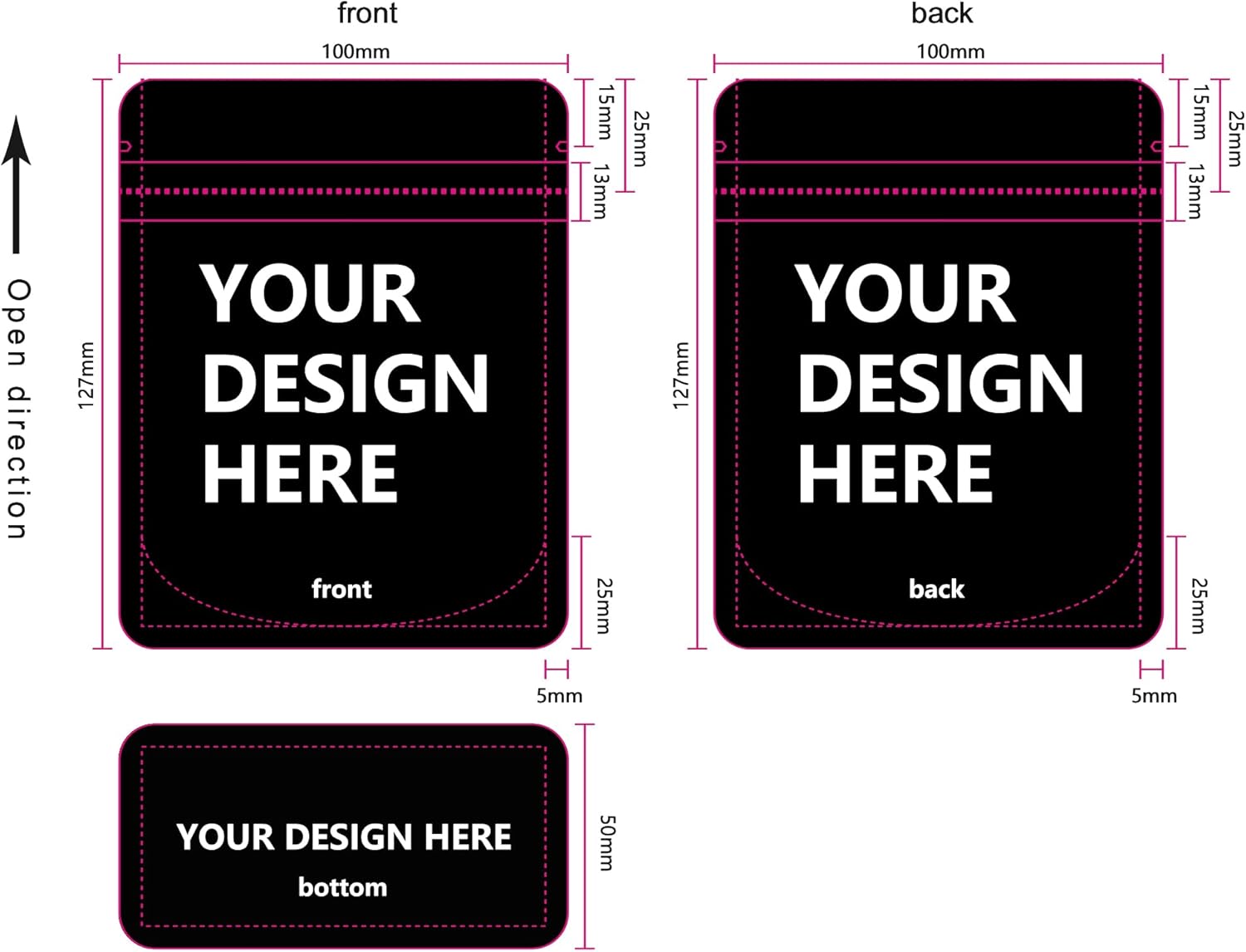 500 Packs Small Batch Custom 3.5g Bags For 4x5'' Customized Printed Mylar Bags Design Logo Stand Up Resealable Zipper Pouches Zip lock Bags