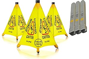 Alpine Caution Wet Floor Sign 3-Pack: Bilingual Pop-Up Warning Signs for Enhanced Safety