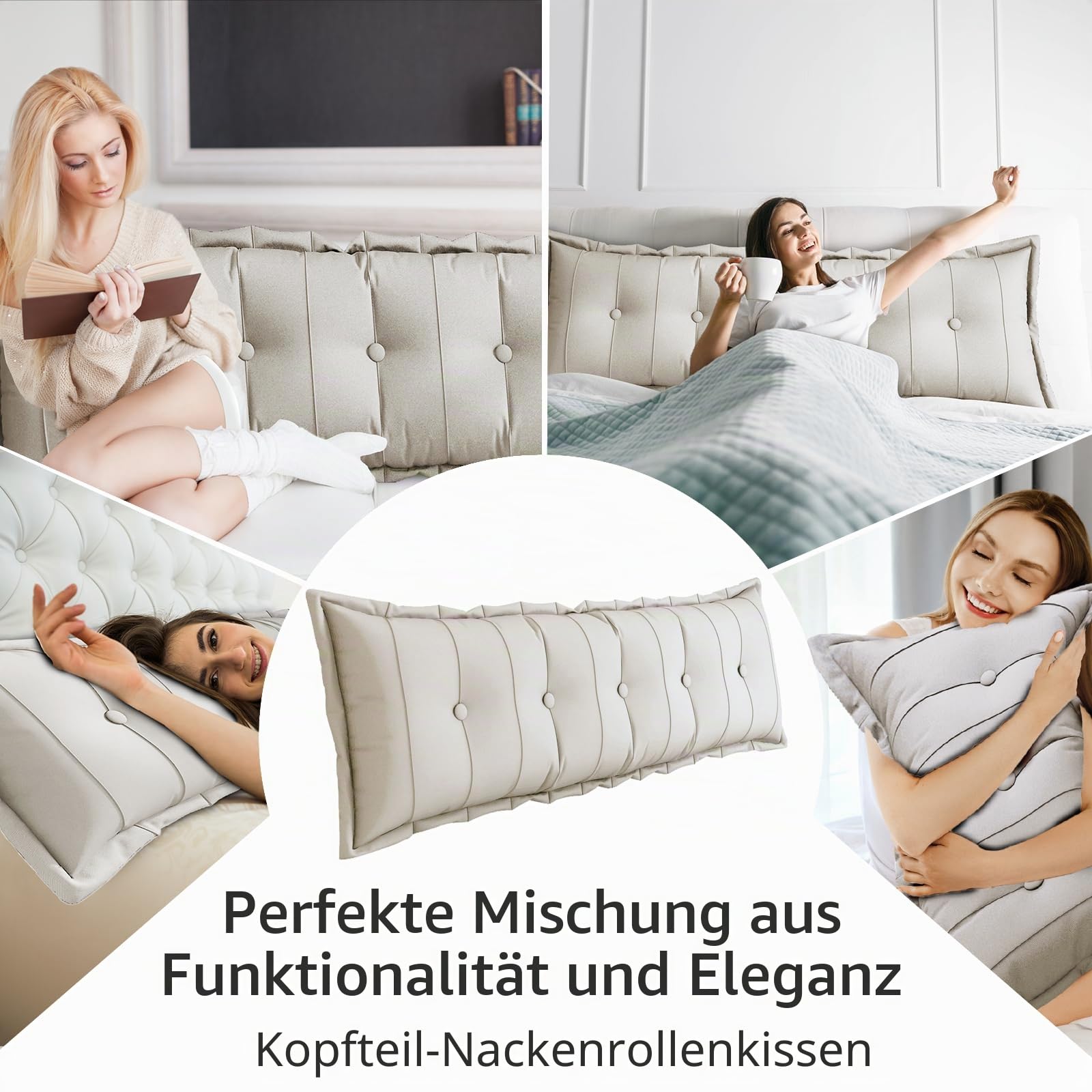 Rückenkissen, Lesekissen für Bett und Sofa, Bequeme bettkopfteil, Keilkissen, Wandkissen, Sitzkissen, Großes Rückenkissen mit waschbarem Bezug - perfekt zum Anlehnen im Bett