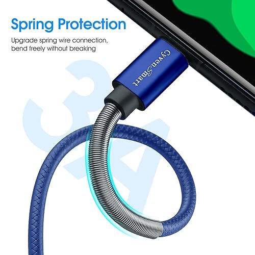 Miniatura 2 de CyvenSmart - Cargador compatible con Samsung Galaxy S10, S9, S8 Plus (3 A, carga rápida), 3 unidades de cable TPE USB C de 6 pies  1.82 m., USB A al
