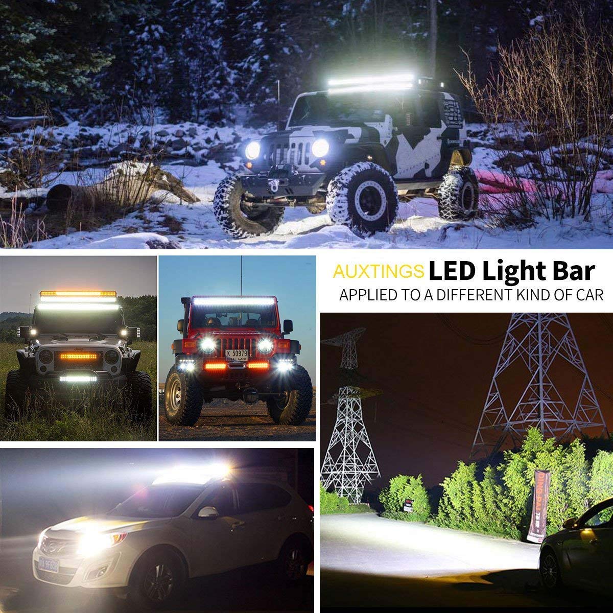 AUXTINGS 102 cm 40 pulgadas 540W 4x4 Barra de luces LED 3 filas foco combinado de inundación luces todoterreno luz de trabajo para camión JP vehículos SUV ATV UTV luces de barco 12V 24V impermeable