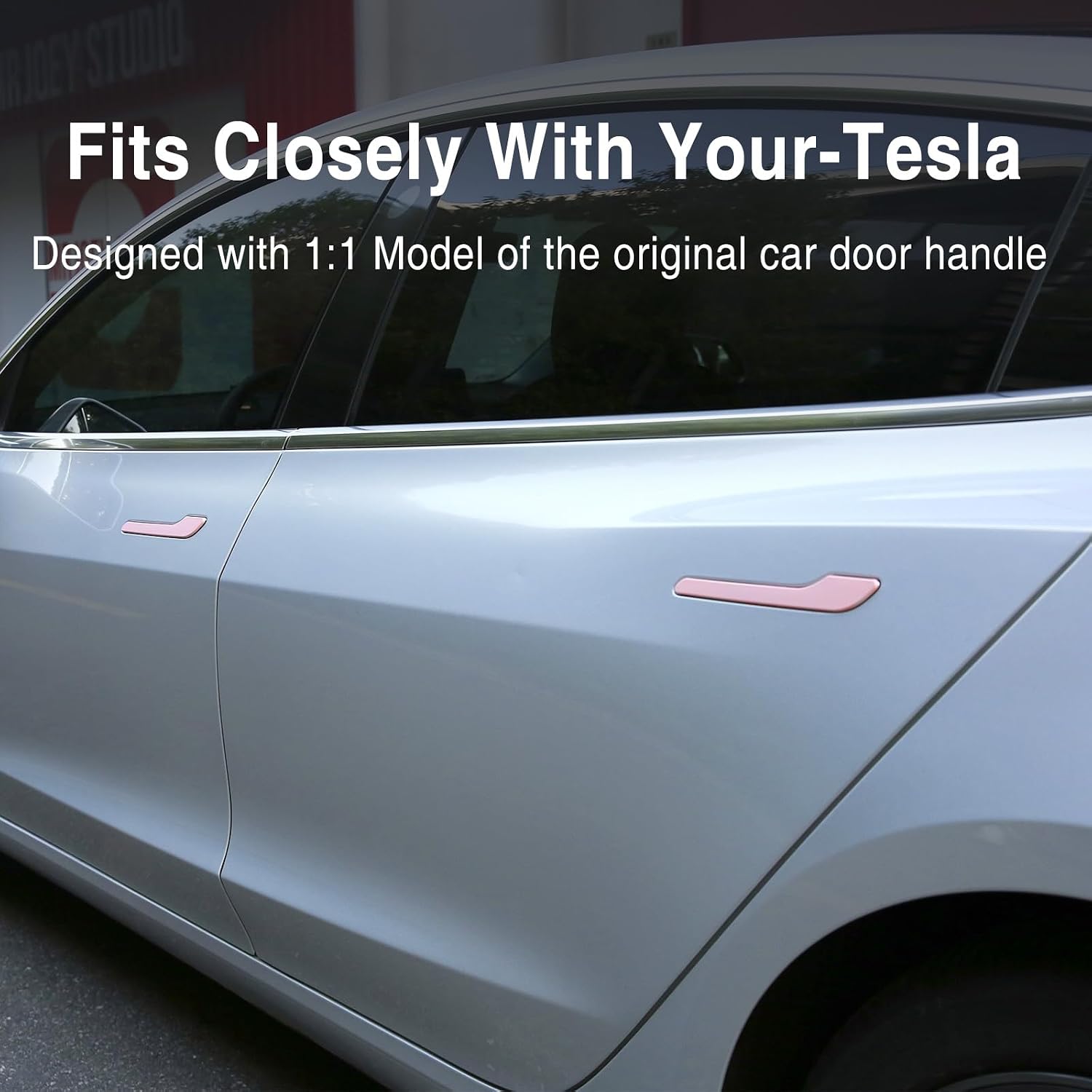 for Tesla Pink Door Handle Sticker Anti Scratch for Model 3 Model Y Car Door Wrap Kit 4PCS Door Handle Protective for Tesla Cute Girly Accessories (Pink) image 2
